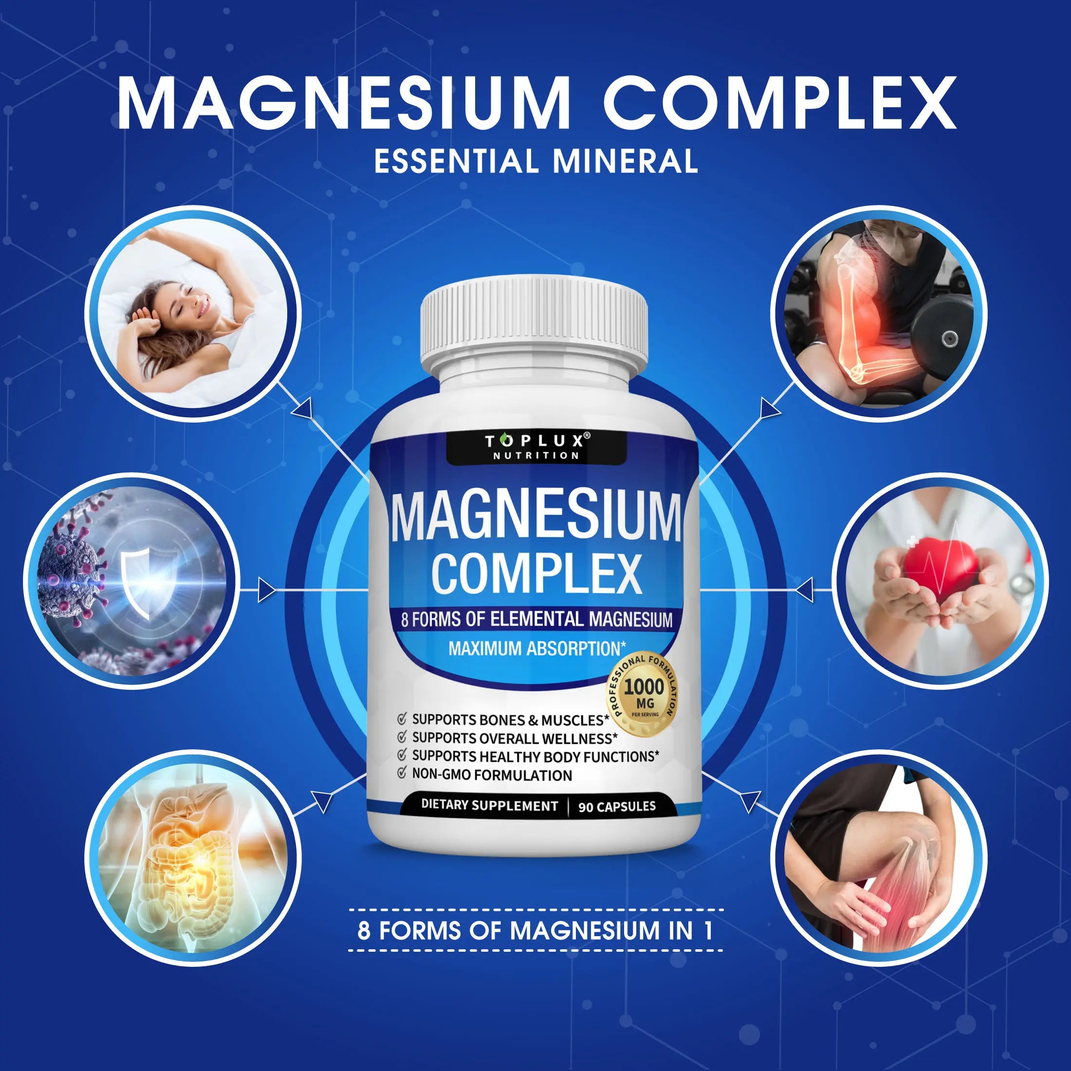 Toplux Magnesium Complex 8 Essential Magnesium Supplement